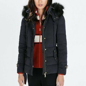 Zara Women Fashion DOWN JACKET WITH HOOD AND BELT